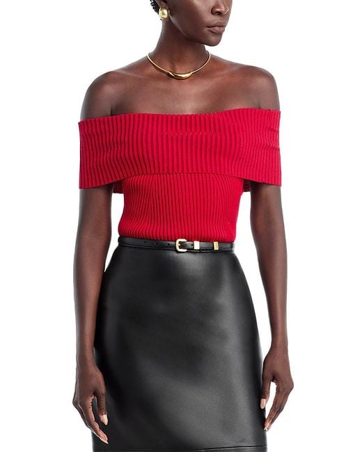 Ramy Brook Red Luke Off-The-Shoulder Top