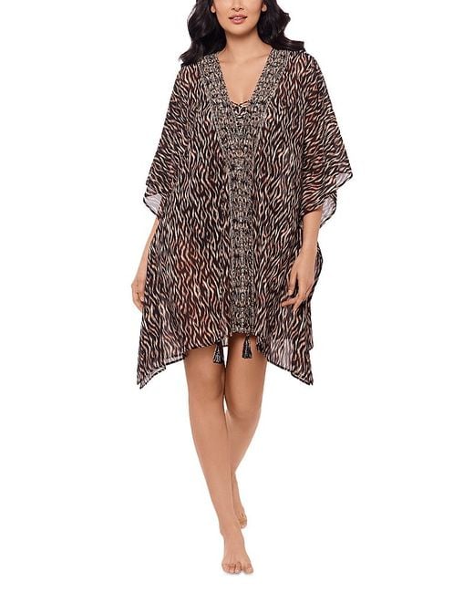 Miraclesuit Brown Topkapi Printed Lace Up Caftan
