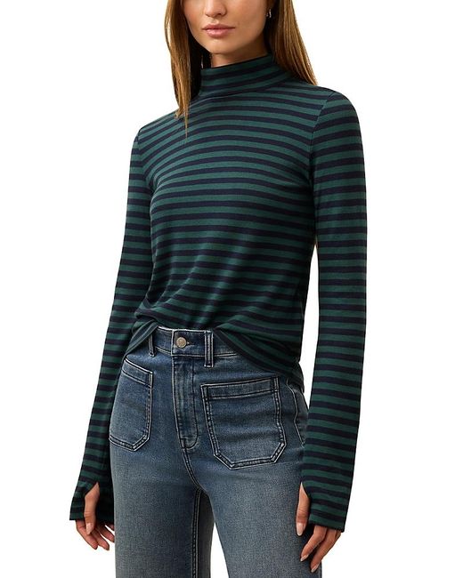 Faherty Brand Blue Turtleneck Top