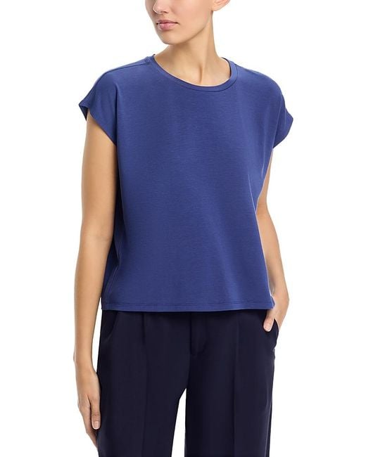 Eileen Fisher Blue Fine Stretch Jersey Knit Boxy Tee