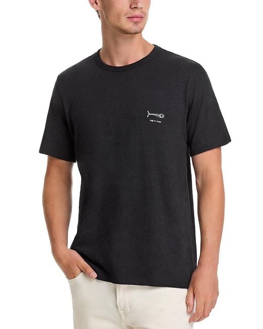 Rag & Bone Black Fish Bone Embroidered Tee for men