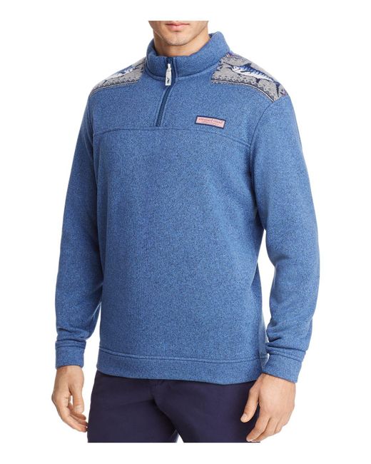Vineyard vines Fair Isle Marlin Quarterzip Pullover in Blue for Men Lyst