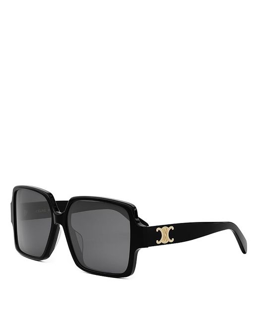 Céline Black Triomphe Square Sunglasses, 60Mm
