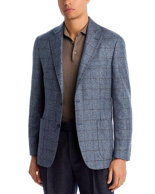 Vince Blue Melange Windowpane Unstructured Slim Fit Sport Coat for men