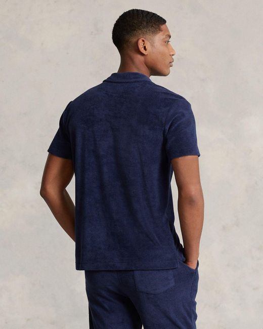 Polo Ralph Lauren Short Sleeve Terry Camp Shirt in Blue for Men | Lyst
