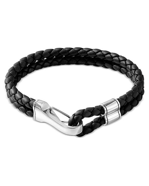 John Hardy Black Sterling & Leather Bracelet for men