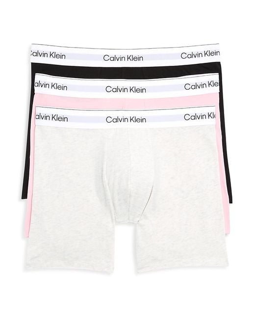 Calvin Klein White Icon Cotton Stretch Boxer Briefs, Pack Of 3 for men