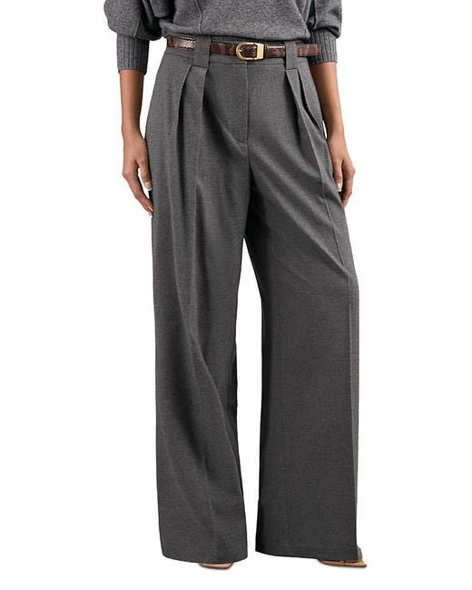 Reiss Gray Poppie Wide Leg Flannel Pants