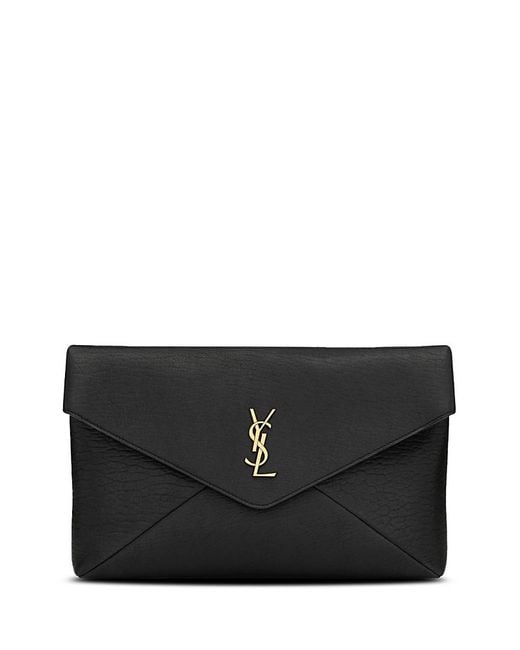 Saint Laurent Black Cassandre Large Envelope Pouch
