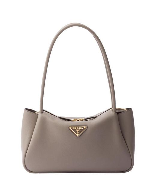 Prada Gray Darling Medium Leather Shoulder Bag