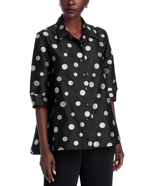 Caroline Rose Black Button Front Shirt