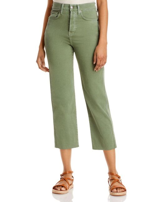 Veronica Beard Cotton Blake High Rise Cropped Pants in Green - Lyst