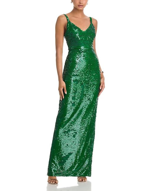 L'Agence Karma Sequin Maxi Dress in Green | Lyst