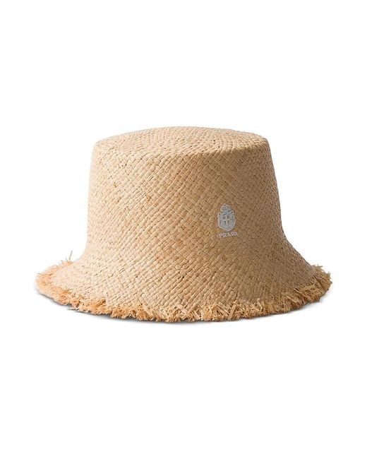 Prada Natural Raffia Bucket Hat for men