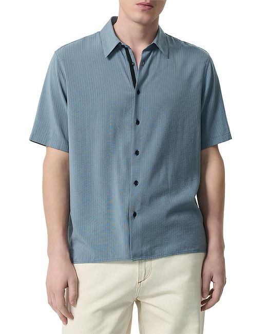 Rag & Bone Blue Dalton Dobby Button Front Shirt for men