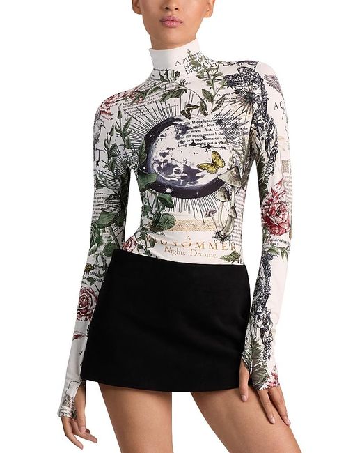 Alice + Olivia White Delaina Turtleneck Top