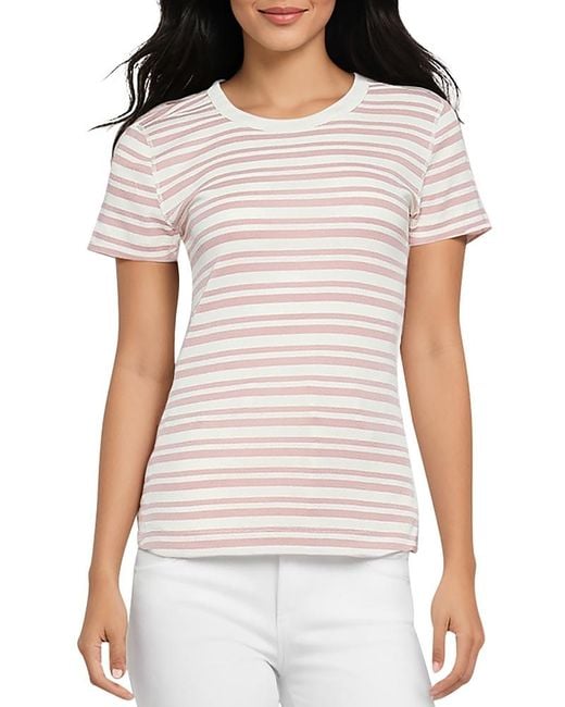 Three Dots White Cotton Short Sleeve Crewneck Tee