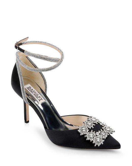 badgley mischka galaxy embellished ankle strap pointed toe pump
