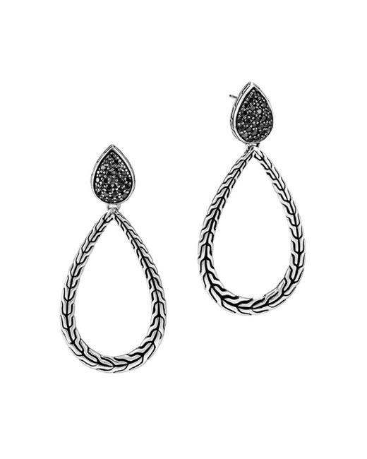 John Hardy Metallic Sterling Silver Classic Chain Drop Earrings With Black Sapphire & Black Spinel