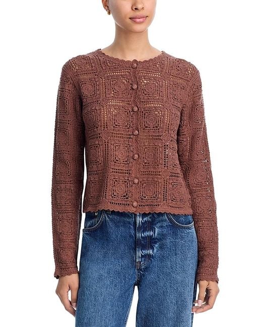 FRAME Red The Crochet Cardigan