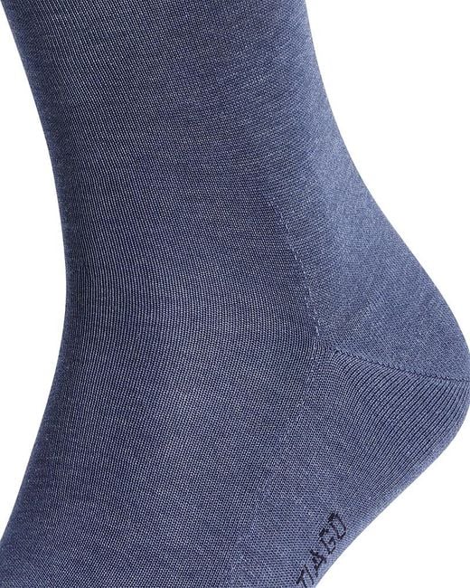Falke Blue Cotton Blend Fil D'Ecosse Mid Calf Socks for men