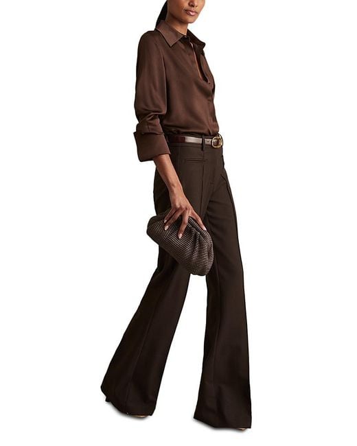 Reiss Brown Petite Claude Flare Leg Trousers