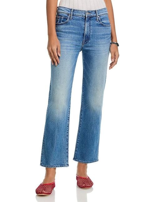 Mother Blue The Kick It High Rise Ankle Straight Jeans