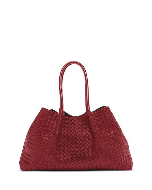 Bottega Veneta Red Pinacoteca Reversible Intrecciato Leather Tote