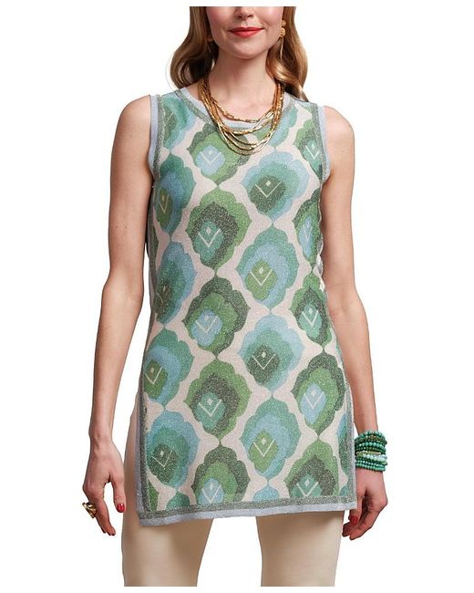 Frances Valentine Green Robbie Top Graphic Leaf