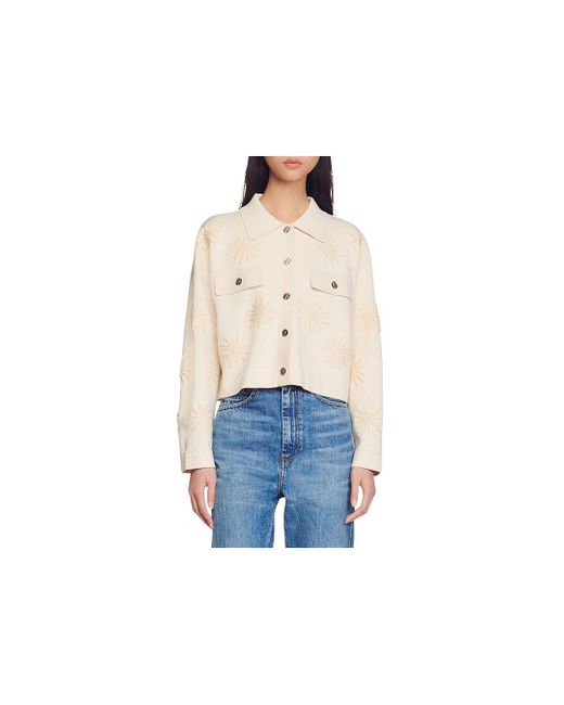 Sandro Synthetic Spring Floral Embroidered Cardigan in Ecru (Blue) | Lyst Canada