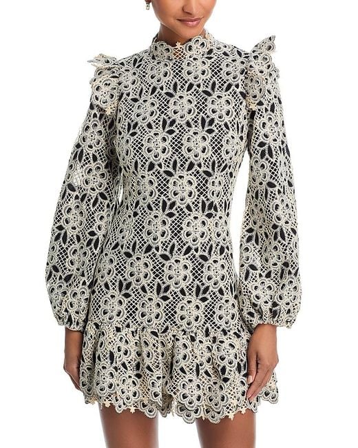 bloomingdales lace dresses Aqua Women's Mock Neck Lace Shift Dress - Exclusive - White