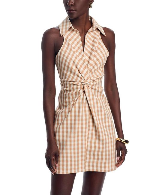 Cinq À Sept Natural Mckenna Denim Gingham Mini Dress