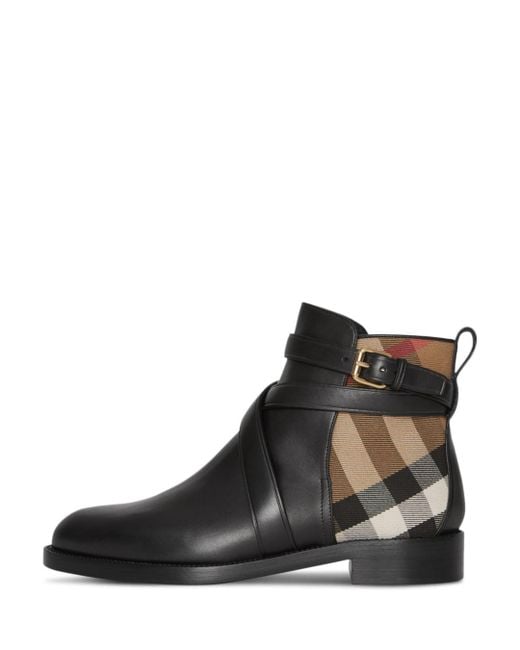 burberry house check leather bootie