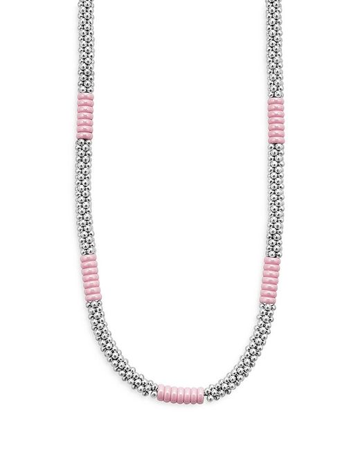 Lagos White Sterling Caviar Ceramic Bead Station Necklace, 16