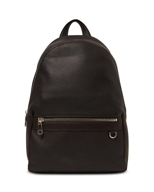 Reiss Black Drew Leather Backpack for men