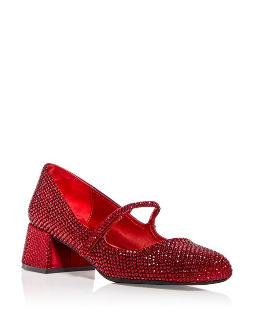 Jeffrey Campbell Regal Embellished Block Heel Mary Jane Pumps in Red | Lyst