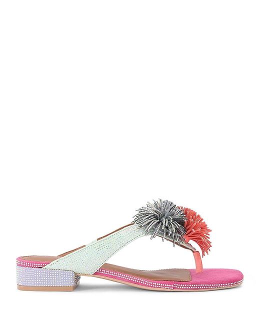 Kurt Geiger Pink Pom Pom T Strap Sandals