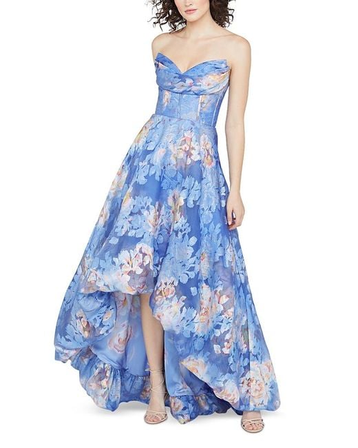 THEIA Blue Wendy Bubble Hem Gown