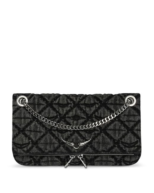Zadig & Voltaire Black Rock Ii Denim Monogram Crossbody Bag