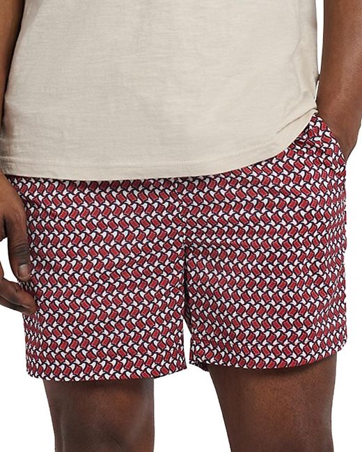 Onia Red Charles Printed 5 Swim Trunks for men