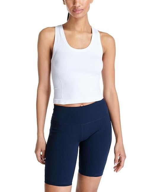 Sweaty Betty Blue Athlete Crop Seamless Gym Tank Top