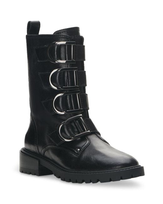 Vince Camuto Leather Frishea Multi Buckle Mid Calf Boots in Black | Lyst