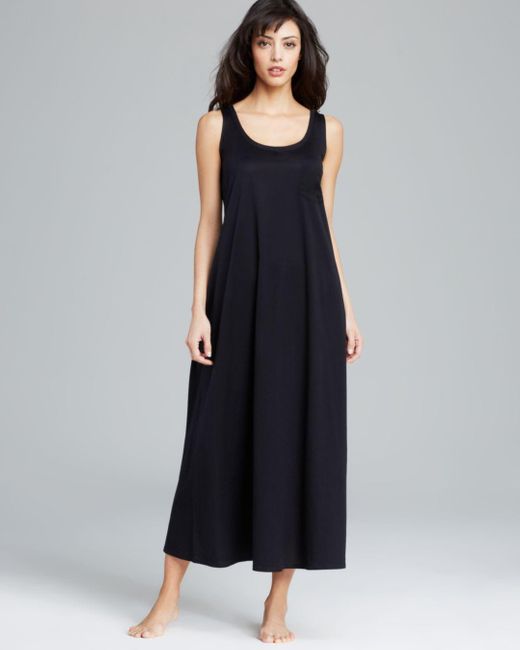 Hanro Cotton Deluxe Long Tank Nightgown in Black - Lyst