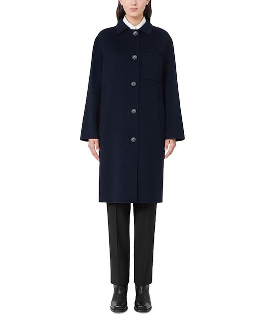 Weekend by Maxmara Blue Wool Belted Coat