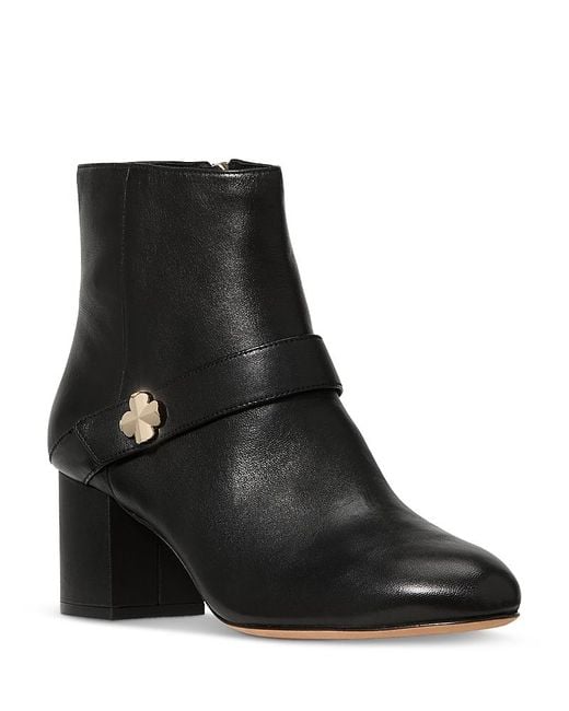 Kate Spade Black Spade Flower Leather Ankle Booties