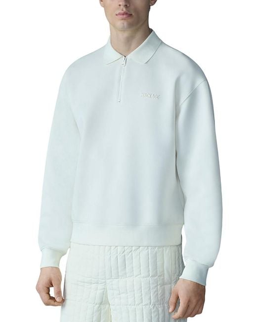Mackage Blue Felix Half Zip Double Face Jersey Sweater for men