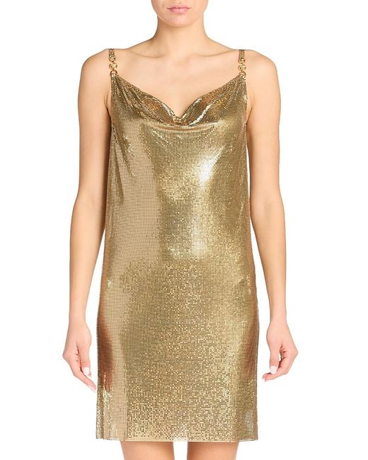 Versace Green Metallic Mesh Dress