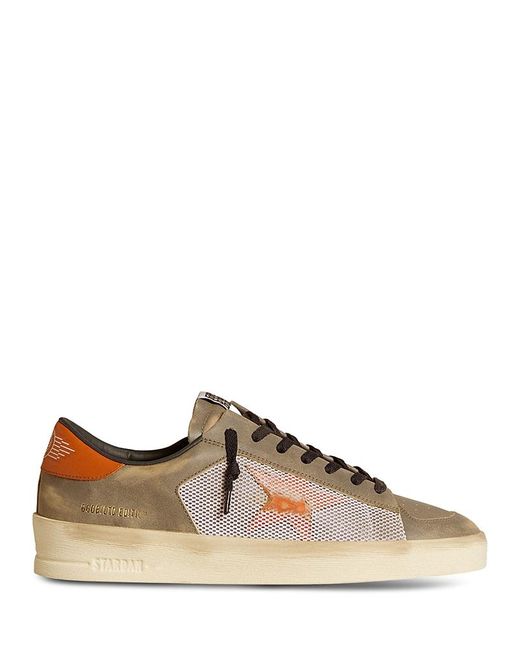 Golden Goose Deluxe Brand Brown Stardan Mesh And Leather Sneakers for men