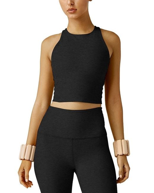 Beyond Yoga Black Spacedye Refocus Cropped Tank Top