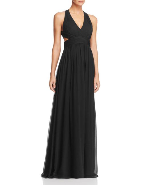 aidan mattox cutout silk gown